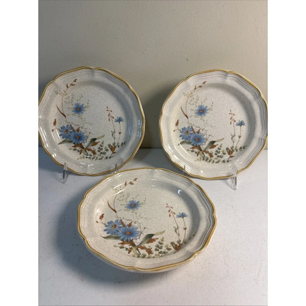 Mikasa Stoneware Blue Daisies‎ Salad Plates 8